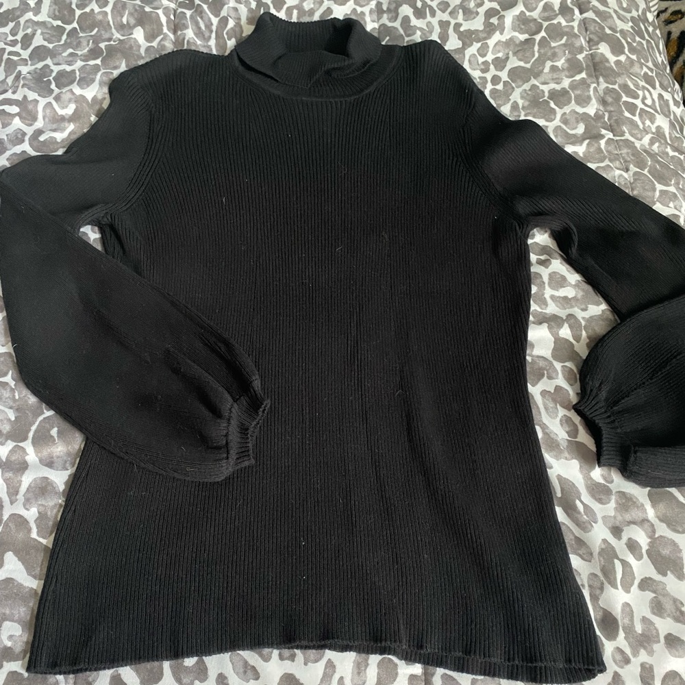 Renuar ribbed turtleneck sweater w balloon sleeves Sz XL